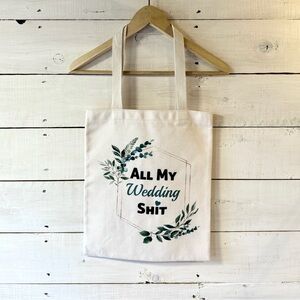 White Canvas wedding tote